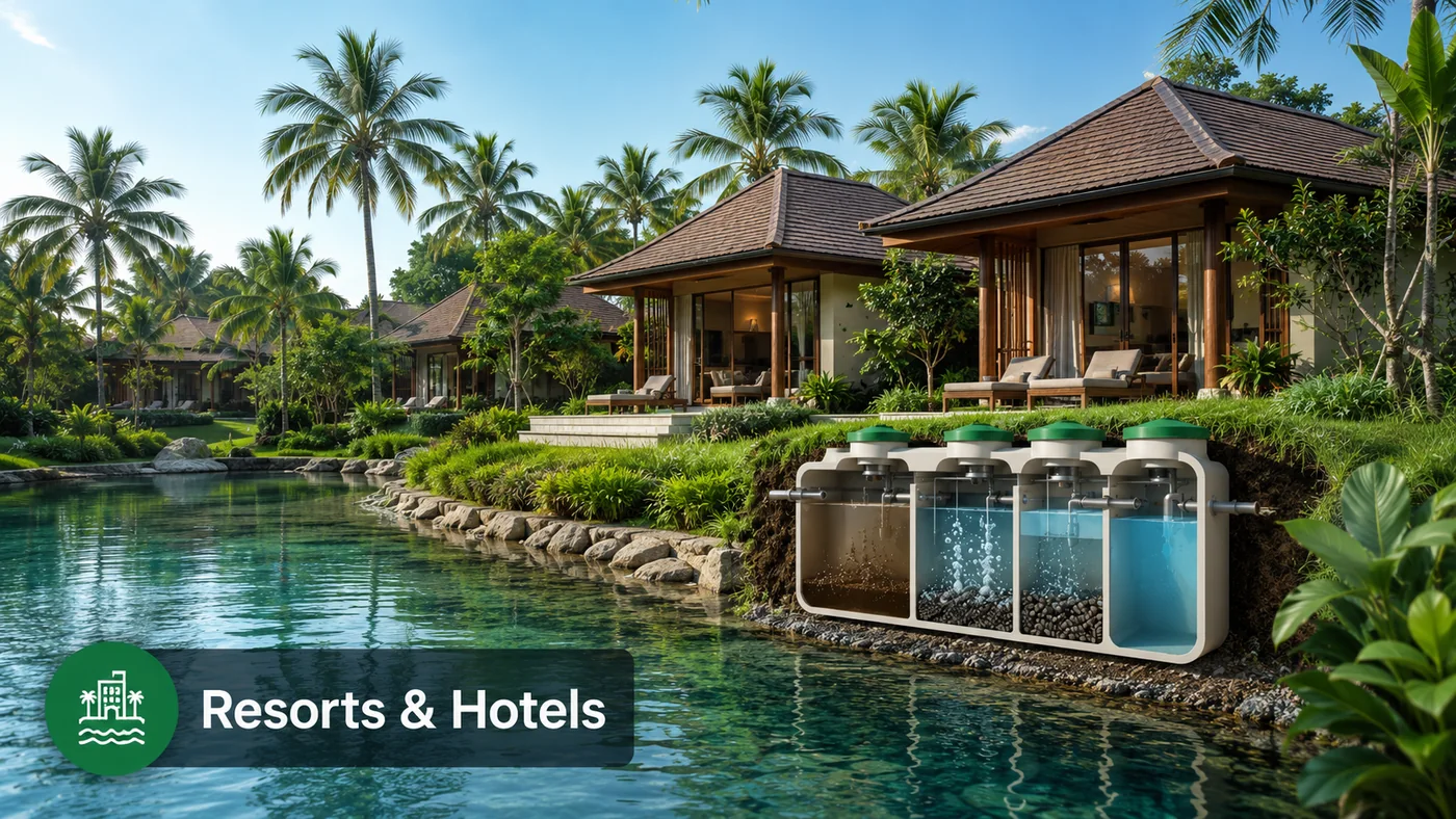 Japanese septic tank system for resorts and hotels